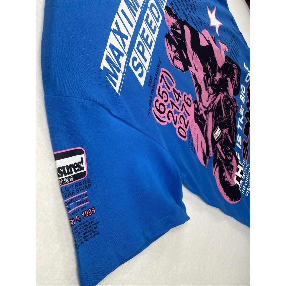 Pleasure T Shirt Mens XXL Blue Heavyweight Motorcycle Streetwear C22